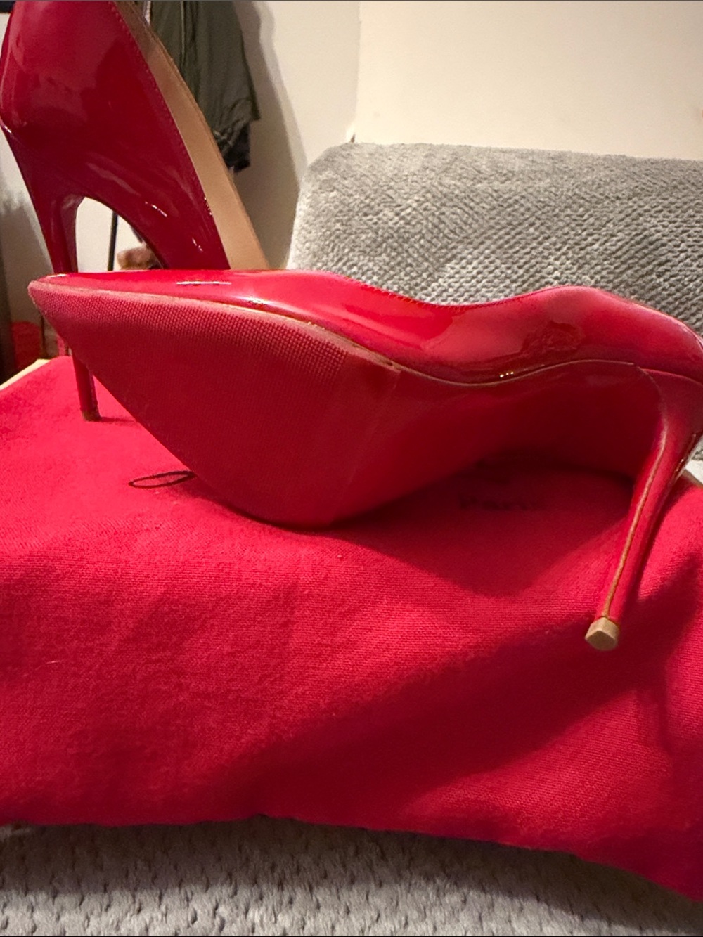 Christian Louboutin Red Patent Pointed-Toe Stiletto Pumps - Picture 2 of 14